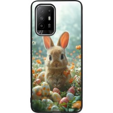 Coque OPPO F19 Pro+ - Silicone rigide noir Easter 2026 Rabbit in the garden