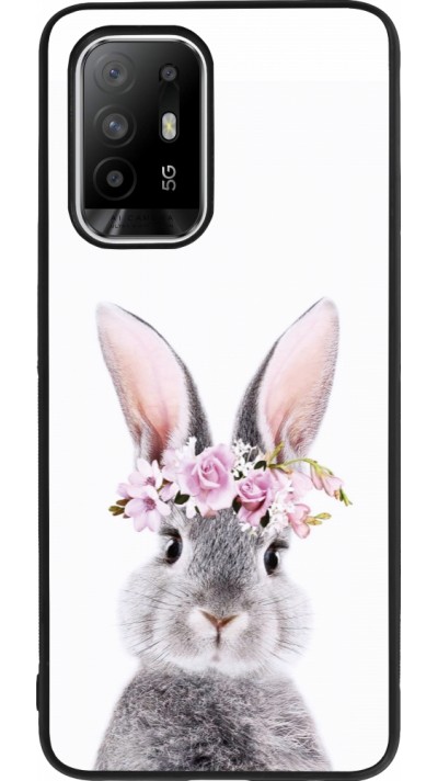OPPO F19 Pro+ Case Hülle - Silikon schwarz Easter 2023 flower bunny
