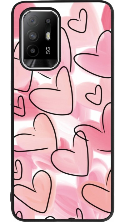 OPPO F19 Pro+ Case Hülle - Silikon schwarz Easter 2023 pink hearts
