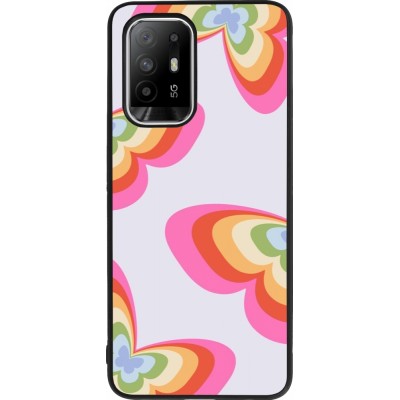 Coque OPPO F19 Pro+ - Silicone rigide noir Easter 2024 rainbow butterflies