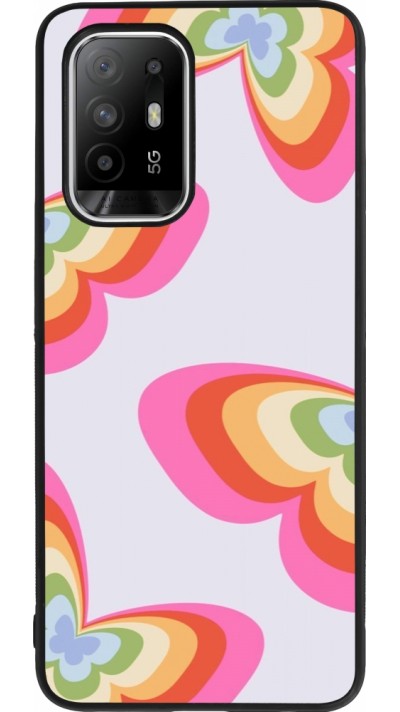 OPPO F19 Pro+ Case Hülle - Silikon schwarz Easter 2024 rainbow butterflies