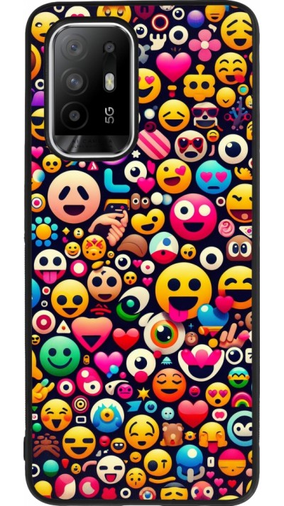 OPPO F19 Pro+ Case Hülle - Silikon schwarz Emoji Mix Farbe