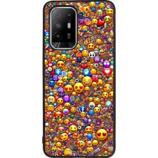Coque OPPO F19 Pro+ - Silicone rigide noir Emoji mixed