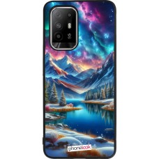 OPPO F19 Pro+ Case Hülle - Silikon schwarz Fantasiebergsee Himmel Sterne