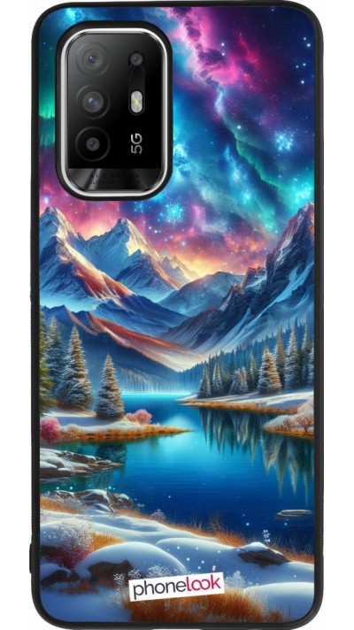 OPPO F19 Pro+ Case Hülle - Silikon schwarz Fantasiebergsee Himmel Sterne