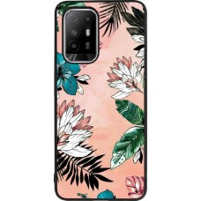 OPPO F19 Pro+ Case Hülle - Silikon schwarz Flowers Artprint