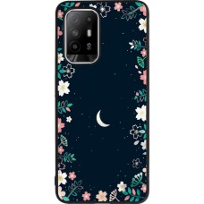 Coque OPPO F19 Pro+ - Silicone rigide noir Flowers space