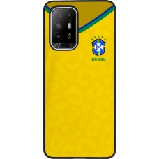 Coque OPPO F19 Pro+ - Silicone rigide noir Maillot de football Brésil 2022 personnalisable