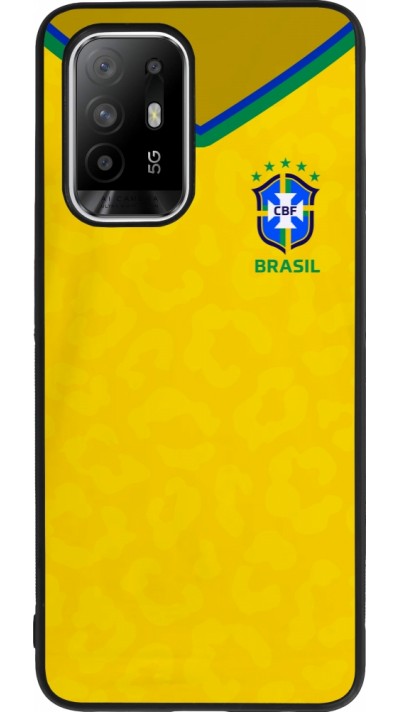 Coque OPPO F19 Pro+ - Silicone rigide noir Maillot de football Brésil 2022 personnalisable