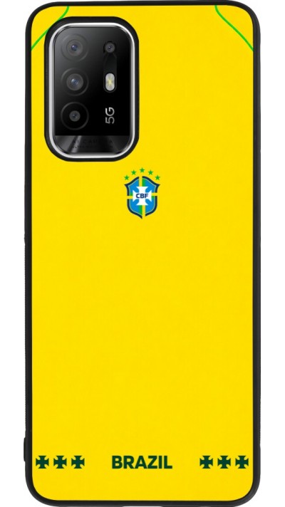 Coque OPPO F19 Pro+ - Silicone rigide noir Maillot de football Bresil 2026 personnalisable
