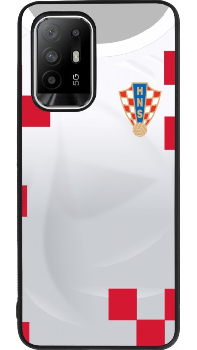OPPO F19 Pro+ Case Hülle - Silikon schwarz Kroatien 2022 personalisierbares Fussballtrikot