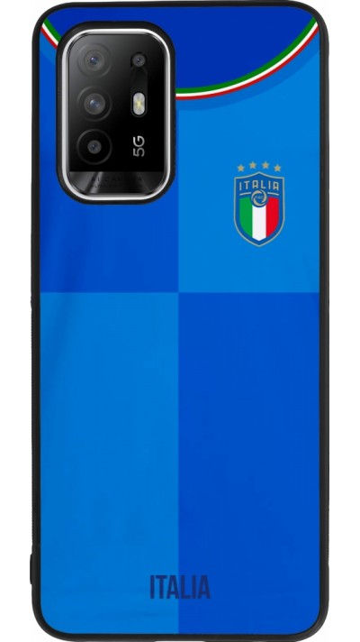 Coque OPPO F19 Pro+ - Silicone rigide noir Maillot de football Italie 2022 personnalisable