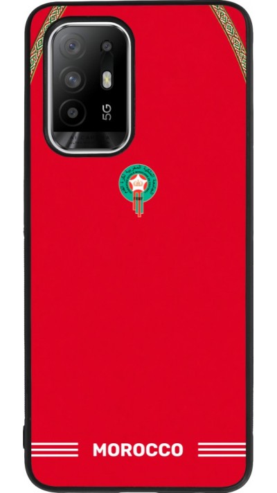 Coque OPPO F19 Pro+ - Silicone rigide noir Maillot de football Maroc 2026 personnalisable