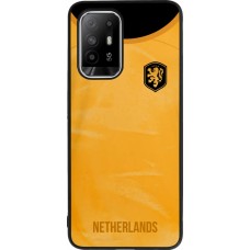 Coque OPPO F19 Pro+ - Silicone rigide noir Maillot de football Pays-Bas 2022 personnalisable