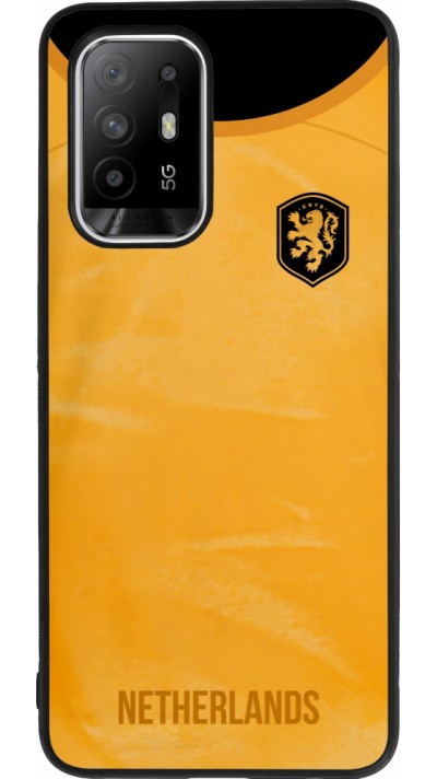 Coque OPPO F19 Pro+ - Silicone rigide noir Maillot de football Pays-Bas 2022 personnalisable