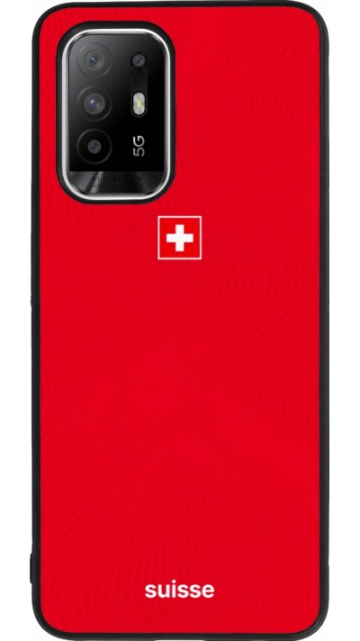 Coque OPPO F19 Pro+ - Silicone rigide noir Maillot de football Suisse 2026 personnalisable