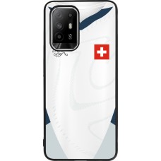 Coque OPPO F19 Pro+ - Silicone rigide noir Maillot de football Suisse Extérieur personnalisable