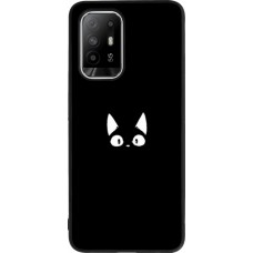 OPPO F19 Pro+ Case Hülle - Silikon schwarz Funny cat on black