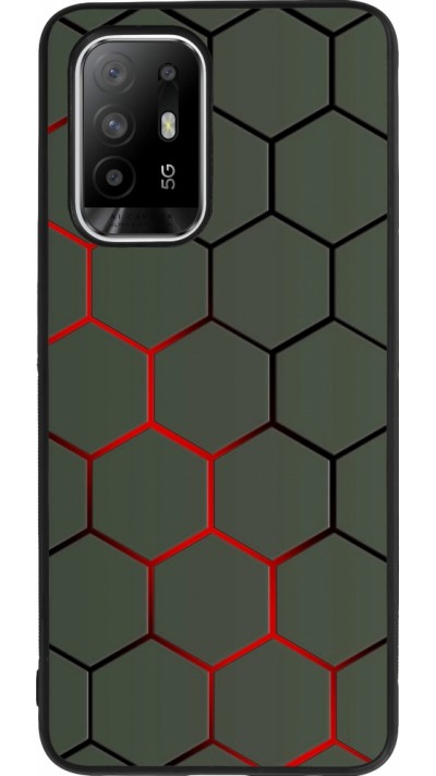 Coque OPPO F19 Pro+ - Silicone rigide noir Geometric Line red