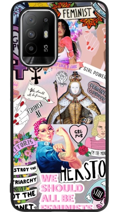 Coque OPPO F19 Pro+ - Silicone rigide noir Girl Power Collage