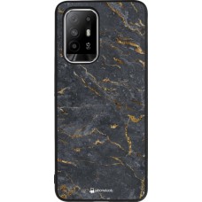 Coque OPPO F19 Pro+ - Silicone rigide noir Grey Gold Marble