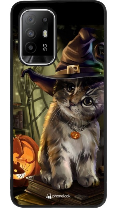 Coque OPPO F19 Pro+ - Silicone rigide noir Halloween 21 Witch cat