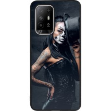 OPPO F19 Pro+ Case Hülle - Silikon schwarz Halloween 22 Tattooed Girl