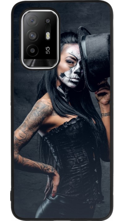 Coque OPPO F19 Pro+ - Silicone rigide noir Halloween 22 Tattooed Girl