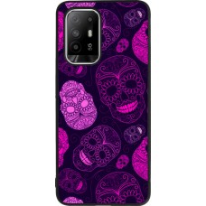 Coque OPPO F19 Pro+ - Silicone rigide noir Halloween 2023 pink skulls