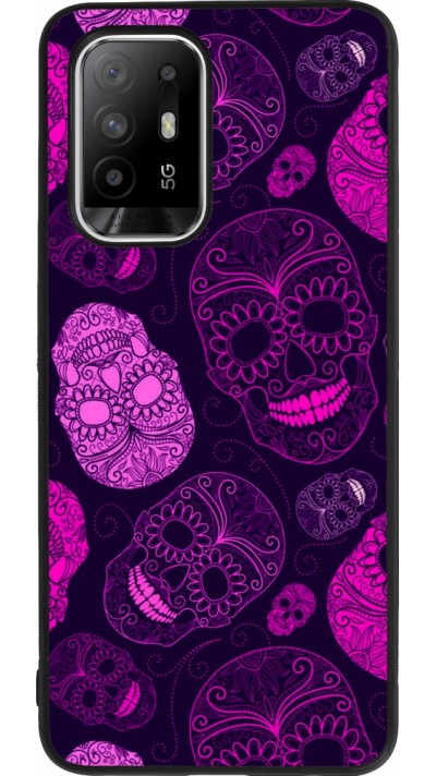 Coque OPPO F19 Pro+ - Silicone rigide noir Halloween 2023 pink skulls