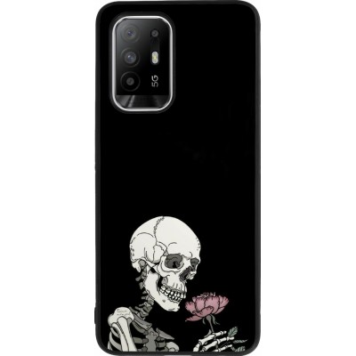 OPPO F19 Pro+ Case Hülle - Silikon schwarz Halloween 2023 rose and skeleton