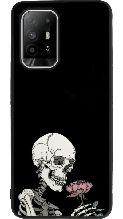 Coque OPPO F19 Pro+ - Silicone rigide noir Halloween 2023 rose and skeleton