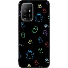 Coque OPPO F19 Pro+ - Silicone rigide noir Halloween 2024 colorful ghosts