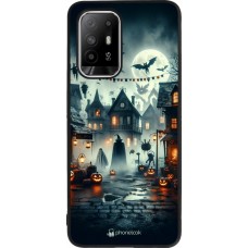 OPPO F19 Pro+ Case Hülle - Silikon schwarz Halloween Spukstadt