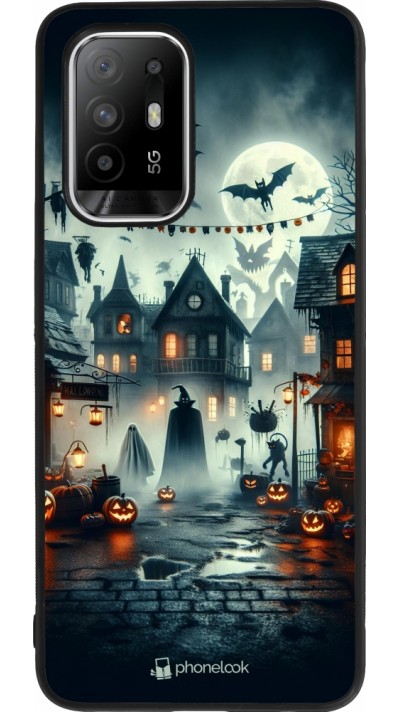 Coque OPPO F19 Pro+ - Silicone rigide noir Halloween Spookville