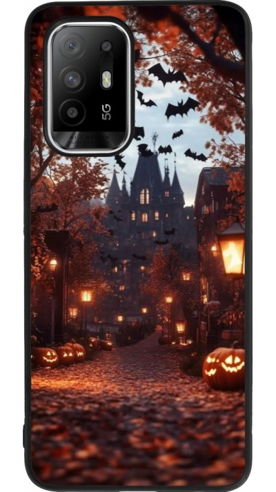 Coque OPPO F19 Pro+ - Silicone rigide noir Halloween 2025 Haunted house
