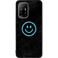 OPPO F19 Pro+ Case Hülle - Silikon schwarz Happy smiley irisirt