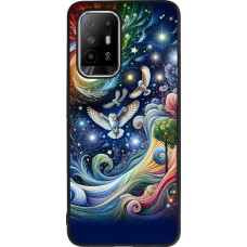 OPPO F19 Pro+ Case Hülle - Silikon schwarz Fliegender Blumen-Eule