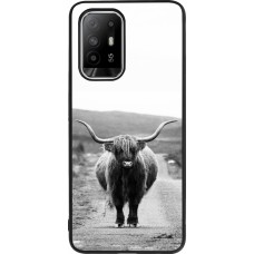 Coque OPPO F19 Pro+ - Silicone rigide noir Highland cattle
