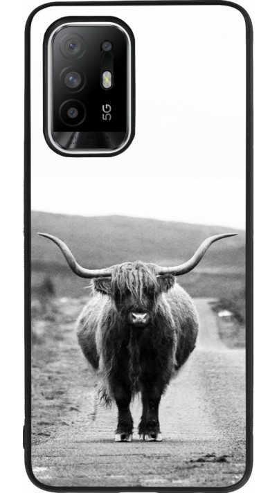 Coque OPPO F19 Pro+ - Silicone rigide noir Highland cattle