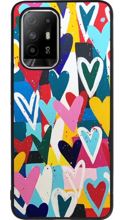 Coque OPPO F19 Pro+ - Silicone rigide noir Joyful Hearts