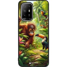 Coque OPPO F19 Pro+ - Silicone rigide noir Jungle Tropicale Tayrona