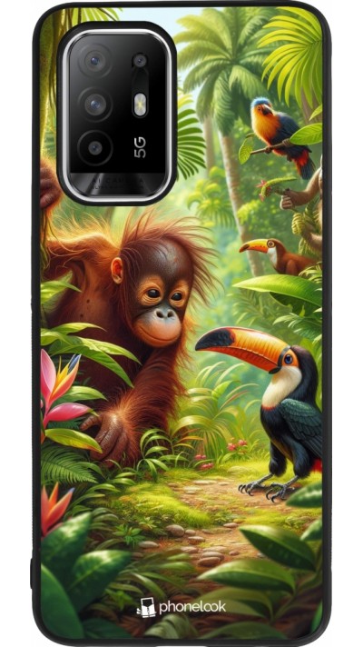 OPPO F19 Pro+ Case Hülle - Silikon schwarz Tropischer Dschungel Tayrona