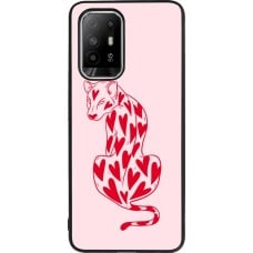 Coque OPPO F19 Pro+ - Silicone rigide noir Leopard with hearts 2026