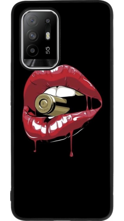 OPPO F19 Pro+ Case Hülle - Silikon schwarz Lips bullet