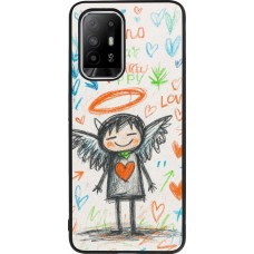 OPPO F19 Pro+ Case Hülle - Silikon schwarz Little Angel Sketch Love