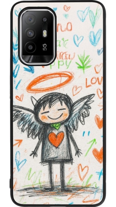 OPPO F19 Pro+ Case Hülle - Silikon schwarz Little Angel Sketch Love