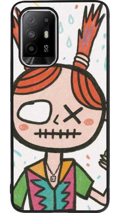 OPPO F19 Pro+ Case Hülle - Silikon schwarz Little Girl Sketch
