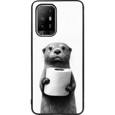 Coque OPPO F19 Pro+ - Silicone rigide noir Loutre papier de toilette