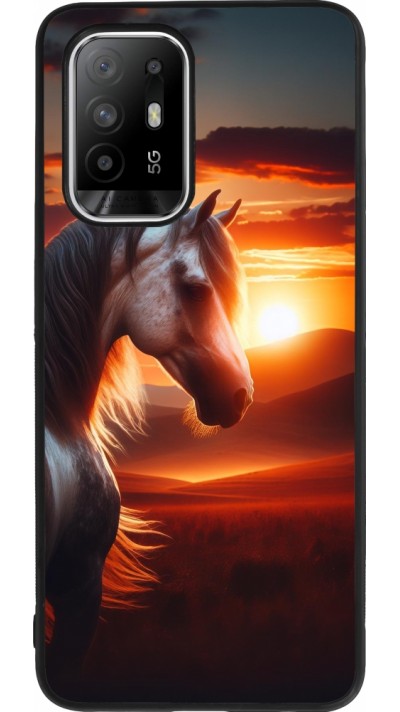 OPPO F19 Pro+ Case Hülle - Silikon schwarz Majestätischer Sonnenuntergang Pferd